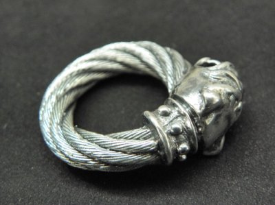 Photo2: Old Single Bulldog Cable wire Bangle Ring