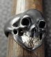 Photo4: Black Old Single Skull With 18k Gold Teeth Ring