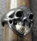 Photo3: Black Old Single Skull With 18k Gold Teeth Ring