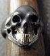 Photo2: Black Old Single Skull With 18k Gold Teeth Ring (2)