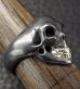 Photo11: Black Old Single Skull With 18k Gold Teeth Ring