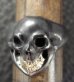 Photo7: Black Old Single Skull With 18k Gold Teeth Ring