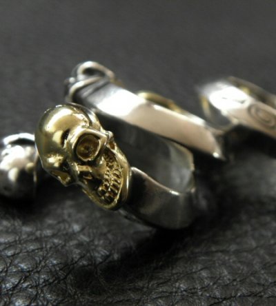 Photo2: Gold & Silver Skull With Triangle Wire Ring