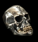 Medium Large Skull 18k Gold Teeth Ring with Jaw