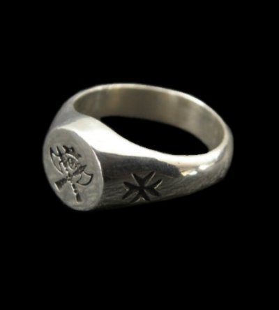 Photo1: Battle-Ax Small Signet Ring