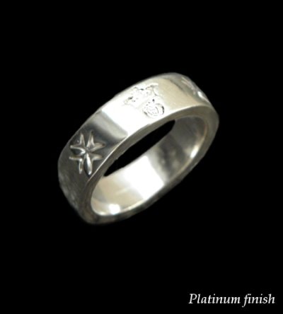 Photo1: Flat Bar Ring Platinum Finish