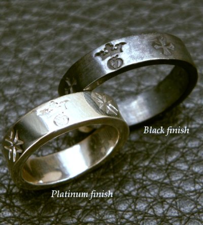 Photo2: Flat Bar Ring Platinum Finish