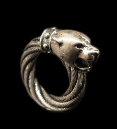 Photo1: Half Panther Bolo Neck Cable Wire Bangle Ring