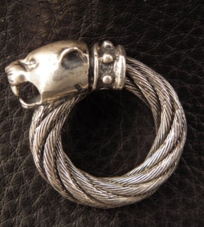 Photo2: Half Panther Bolo Neck Cable Wire Bangle Ring