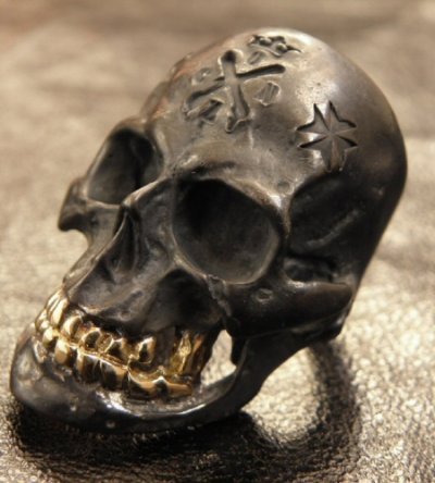 Photo5: Xconz Collaboration 18k Gold Teeth Large Skull Ring 2nd generation