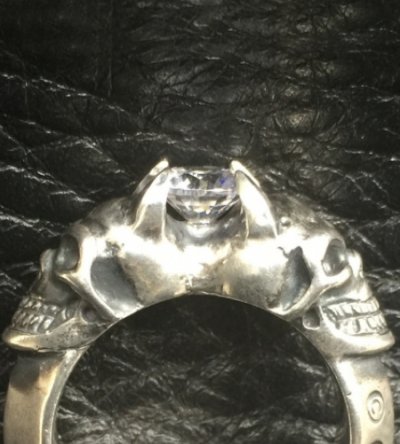 Photo2: Devil Skull Triangle Wire Bangle Diamond Ring