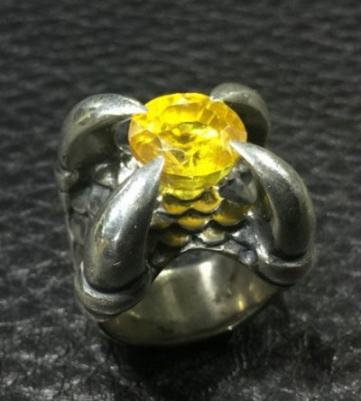 Photo2: 18.85Ct Yellow Sapphire Iron Claw Ring