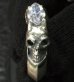 Photo9: Marquise Cut White Sapphire Half Devil Skull Triangle Wire Bangle Ring