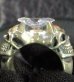 Photo4: Marquise Cut White Sapphire Half Devil Skull Triangle Wire Bangle Ring