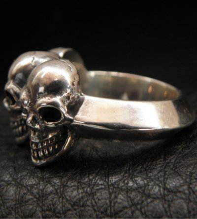 Photo2: Half Triple Skull With Half Triangle Wire Ring