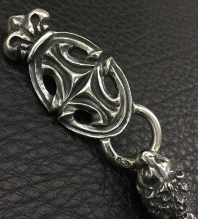 Photo2: Crown Sculpted Oval Keeper With 2Lion & Smooth Anchor Chisaled H.W.O Chain Links Wallet Chain