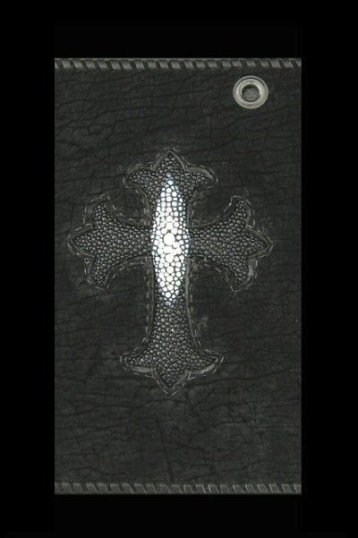 Photo2: Stingray(Star) Cross Inlay Hippo Long Wallet