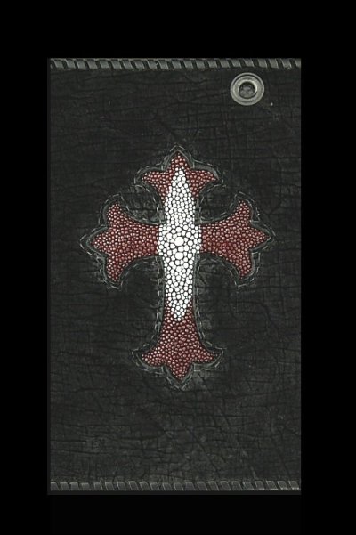 Photo2: Stingray(Star) Cross Inlay Hippo Long Wallet