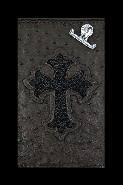 Photo2: Stingray Cross Inlay Ostrich Long Wallet