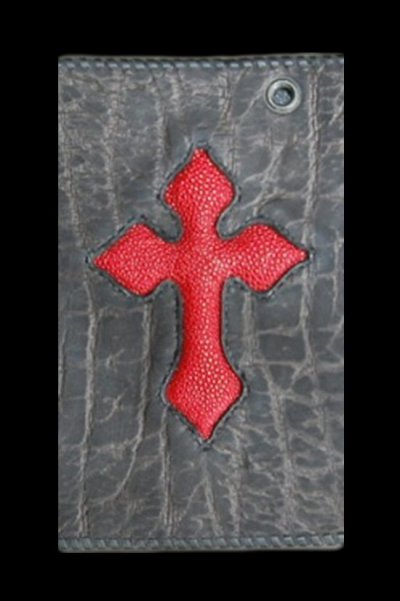 Photo2: Stingray 4Heart Cross Inlay Elephant Long Wallet