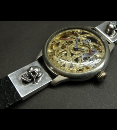 Photo2: Skull With Snake & Shark Skin Watch Bands