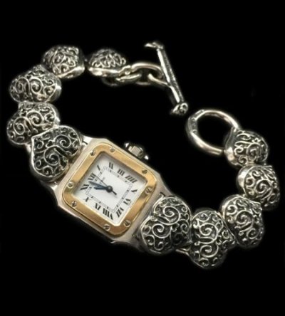 Photo1: Half Size All Heart Links Watch Band For Cartier Santos