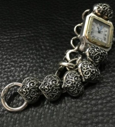 Photo2: Half Size All Heart Links Watch Band For Cartier Santos