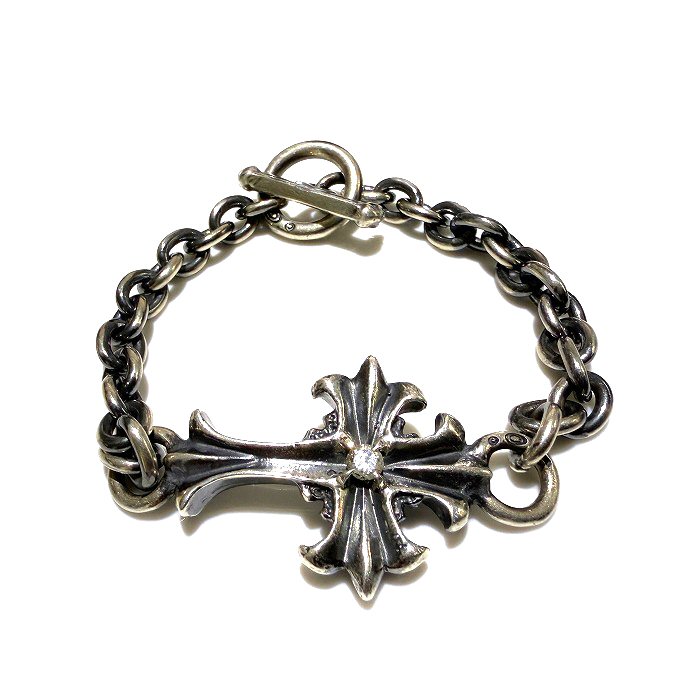 Diamond With Grooved Cross & 7Chain Bracelet