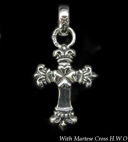 One Eighth Long 4 Heart Crown Cross With H.W.O Pendant