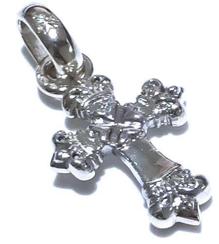 1/16  Long 4 Heart Crown Cross With H.W.O Pendant [Platinum finish]