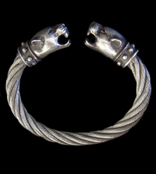 Photo1: Panther Cable Wire Bangle (1)