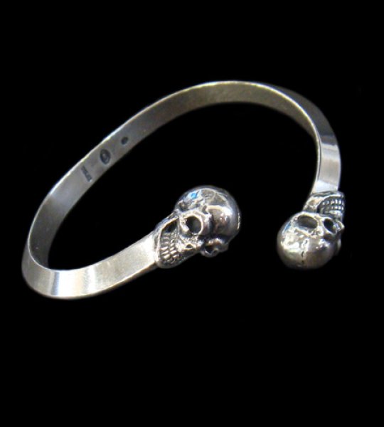 Photo1: Half Skull Triangle Wire Bangle (1)