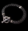 Photo1: Half H.W.O braid leather bracelet (1)