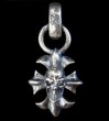 Photo1: Skull On Gothic Cross Pendant (1)