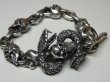 Photo4: Skull On Snake With 4Skulls & Chain Links Bracelet (4)