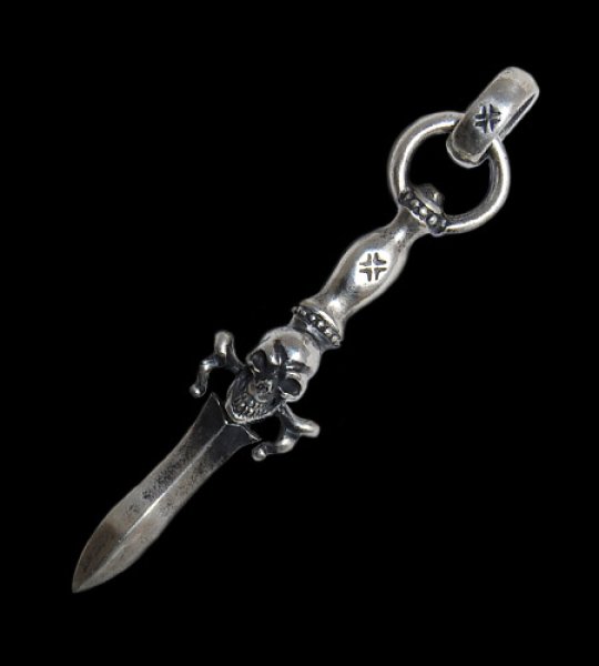 Photo1: Half Dagger With Skull Pendant With H.W.O (1)