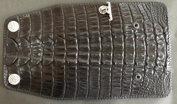 Photo1: Crocodile Tail Doble Spine(L) Long Wallet (1)