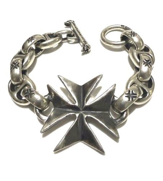 Photo1: Half Maltese Cross ID With H.W.O & Chiseled Anchor Links Bracelet [B-304] (1)