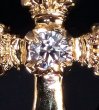Photo3: 18k Gold 1/64 4Heart Crown Cross With Diamond Pierce (3)