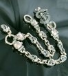 Photo8: Skull On Snake Keeper With 4 Boat Neck Panther & 8 Skulls Small Oval Links Wallet Chain (8)