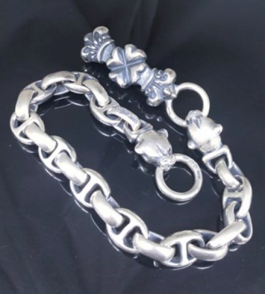 Photo1: 4Heart Crown Keeper With 2Swivel Panthers & H.W.O & Anchor Links Wallet Chain (1)
