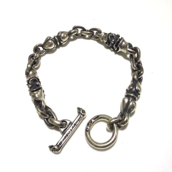 Photo1: Half Noodle & Macaroni & Half Small Oval Links Bracelet (1)