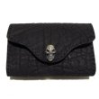 Photo1: Elephant Leather Coin Card Case (Skull Button,Elephant Liner) (1)