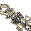 Photo9: Half Triple Skull Dagger With Crown Round Bottom Pendant (9)