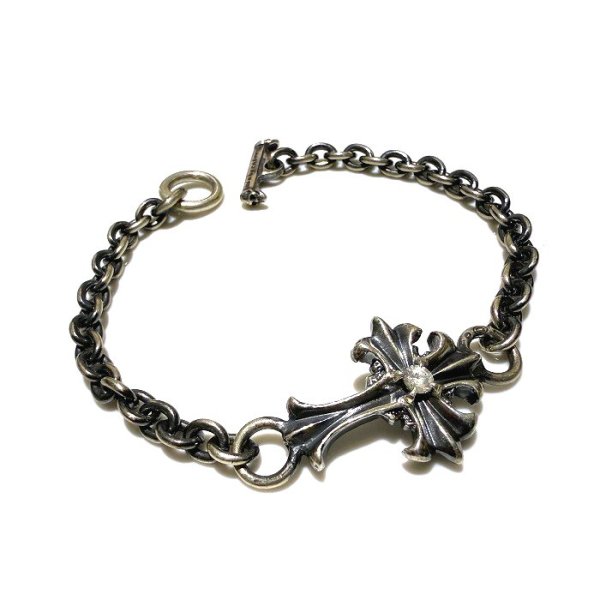 Photo1: Diamond With Grooved Cross & 6Chain Bracelet (1)