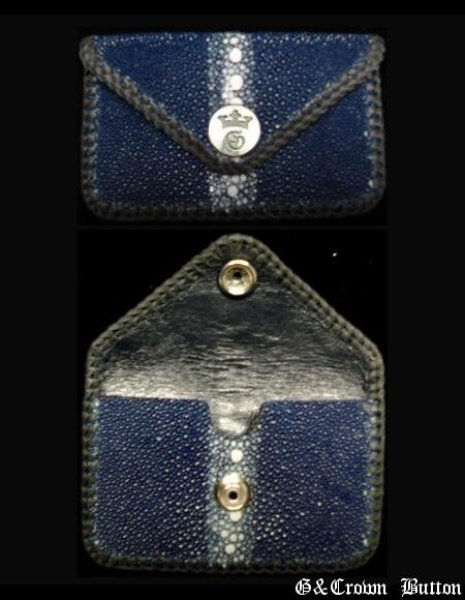 Photo1: Stingray Skin Multi Spine(Blue) Card Case (1)