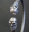 Photo3: Half Skull Cable Wire Bangle (3)