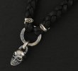 Photo3: Quarter Skull & braid leather necklace (3)