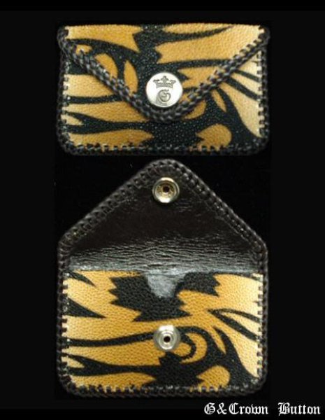 Photo1: Stingray Skin(Tiger) Card Case (1)