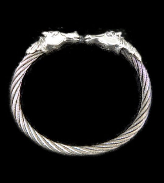 Photo1: Half Horse Cable Wire Bangle (1)